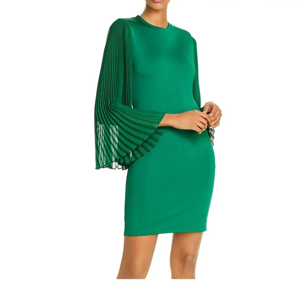 Alice+Olivia Zaya pleated-sleeve Mini Dress  Size 12 - Picture 2 of 10